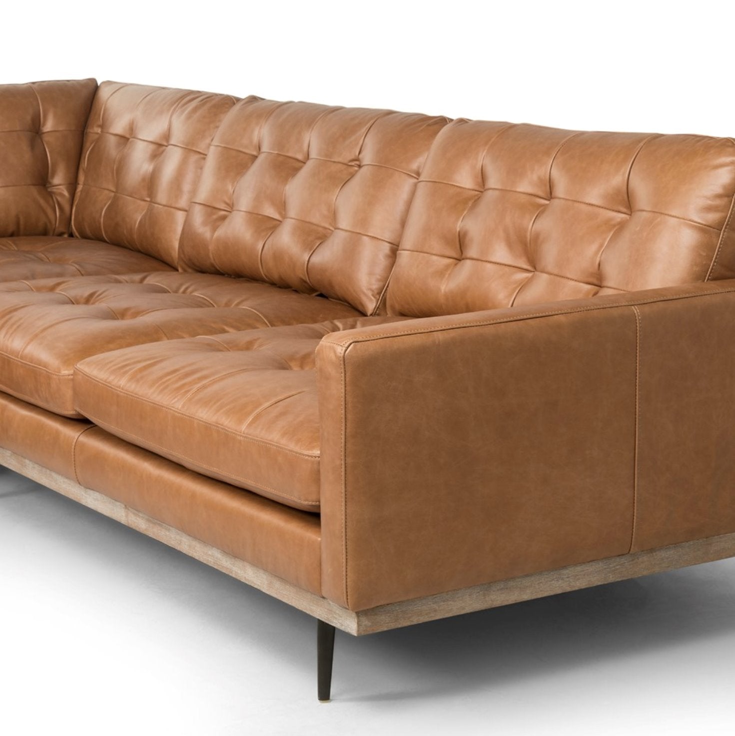 Lexi 3-Piece Leather Sectional in Sonoma Butterscotch: Up-Close Product View