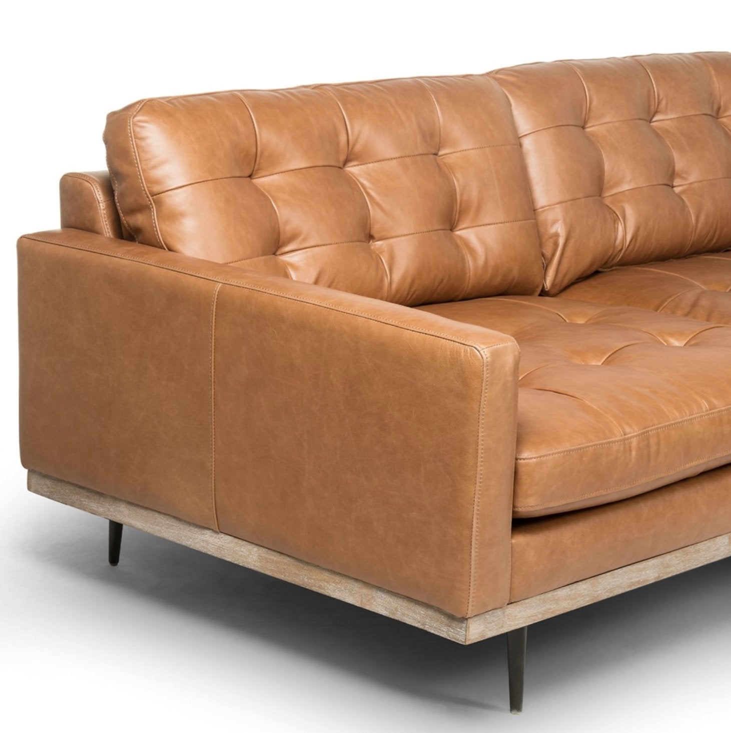 Lexi 3-Piece Leather Sectional in Sonoma Butterscotch: 2nd Up-Close Product View