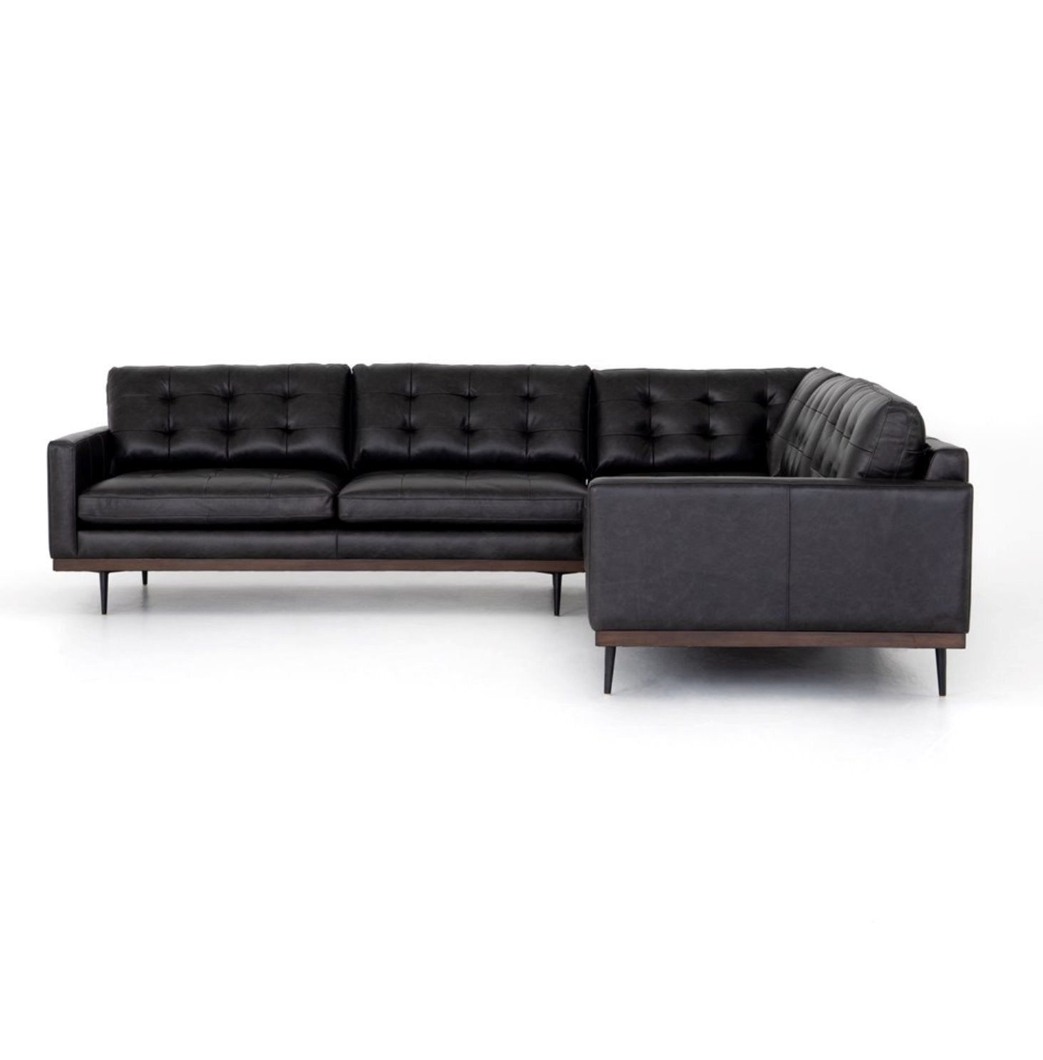 Lexi 3-Piece Leather Sectional in Sonoma Black: Product View