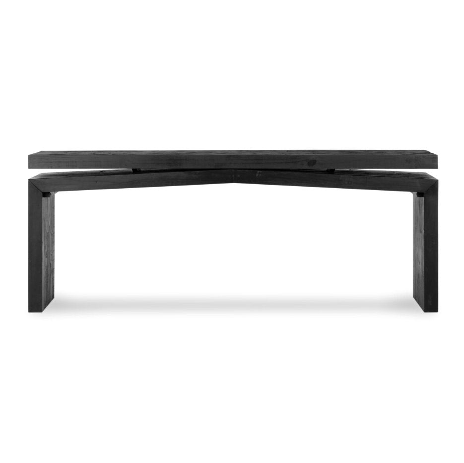 Matthes Console Table in Aged Black Pine: Front Product View