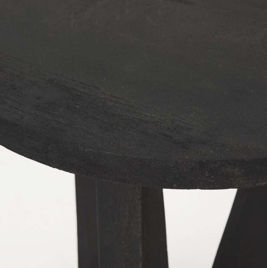Mattius Accent Table-Black Wood: Tabletop Corner View