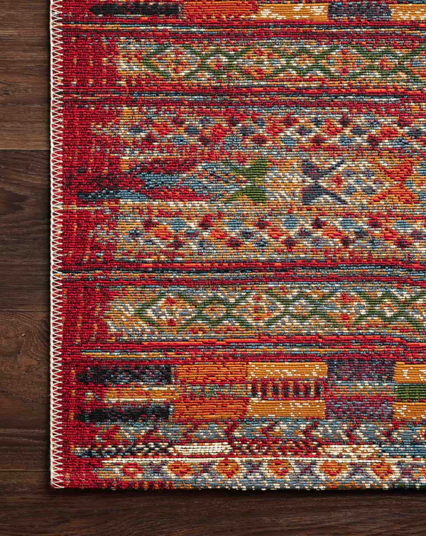 Mika Rug in Red/Multi: Up-Close Product Pattern View
