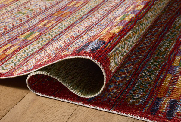 Mika Rug in Red/Multi: Product Folded View