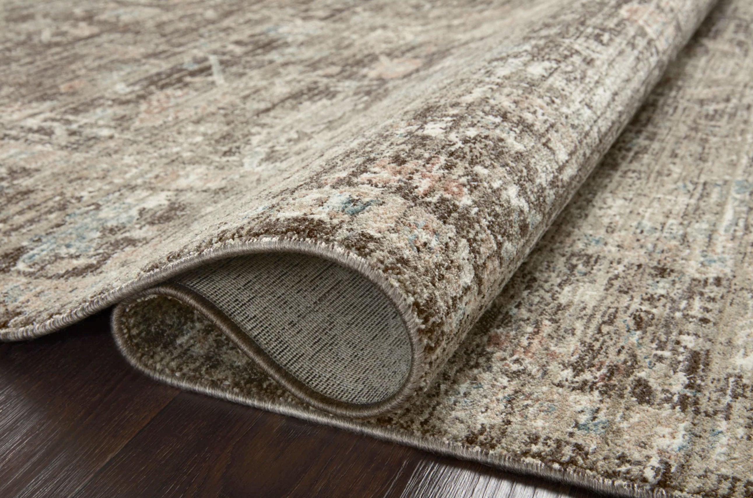 Magnolia Home by Joanna Gaines × Loloi Millie Rug in Charcoal/Dove: Product Folded View