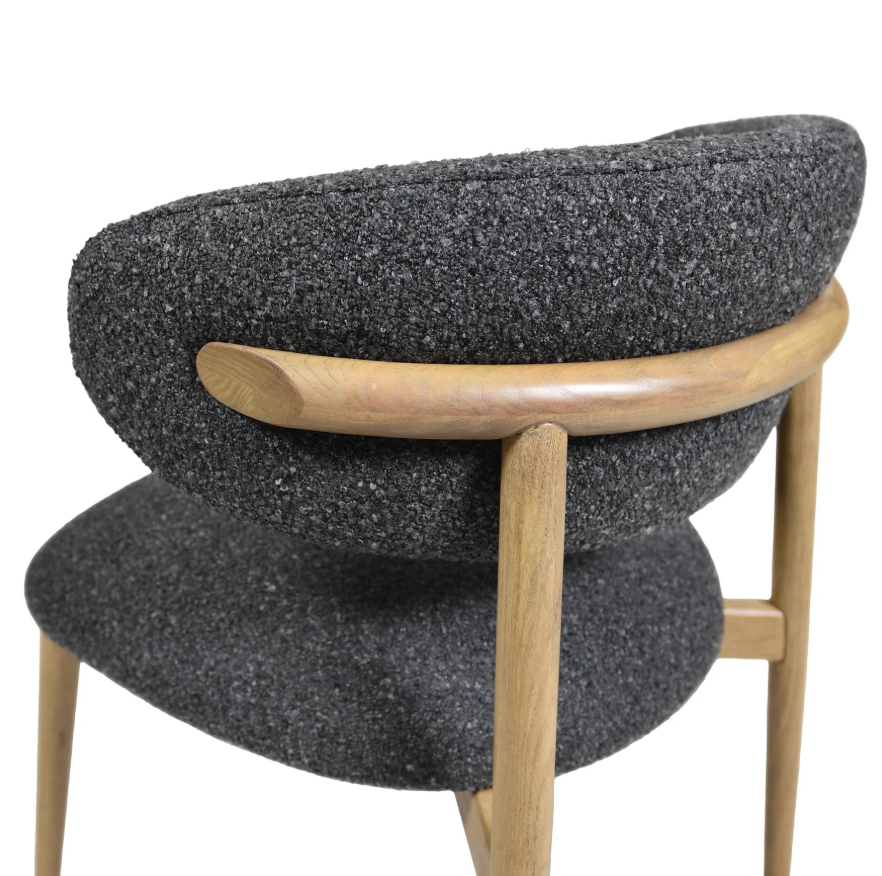 Milo Dining Chair-Cloud Storm Boucle: Wishbone Backrest Back View