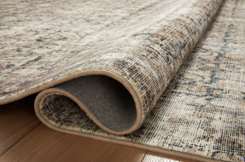 Amber Lewis X Loloi Morgan Rug in Navy/Sand: Product Folded View