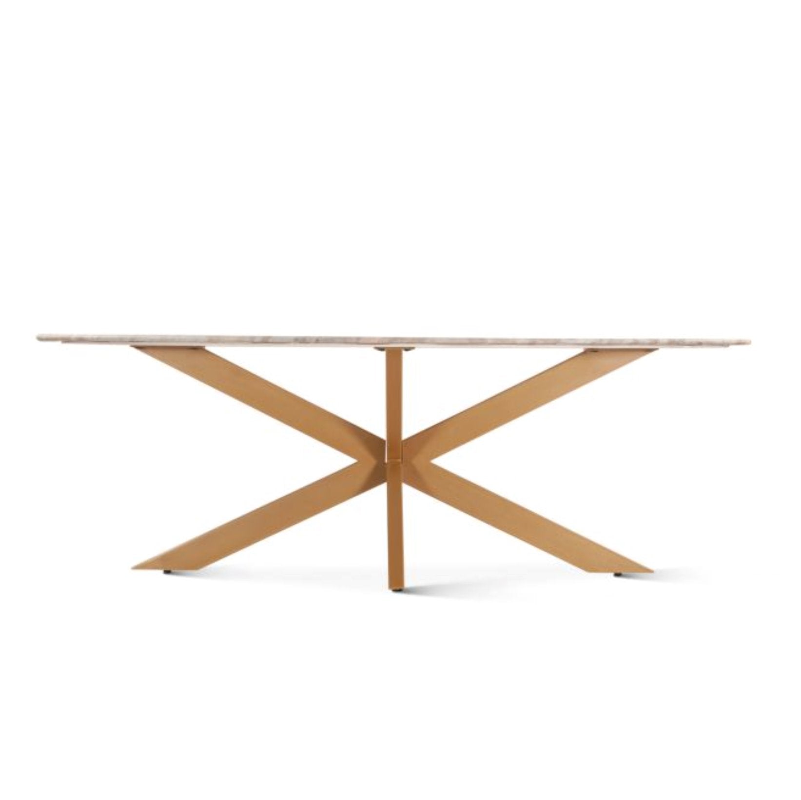 Malibu 90" Iron and Marble Oval Dining Table: Product View