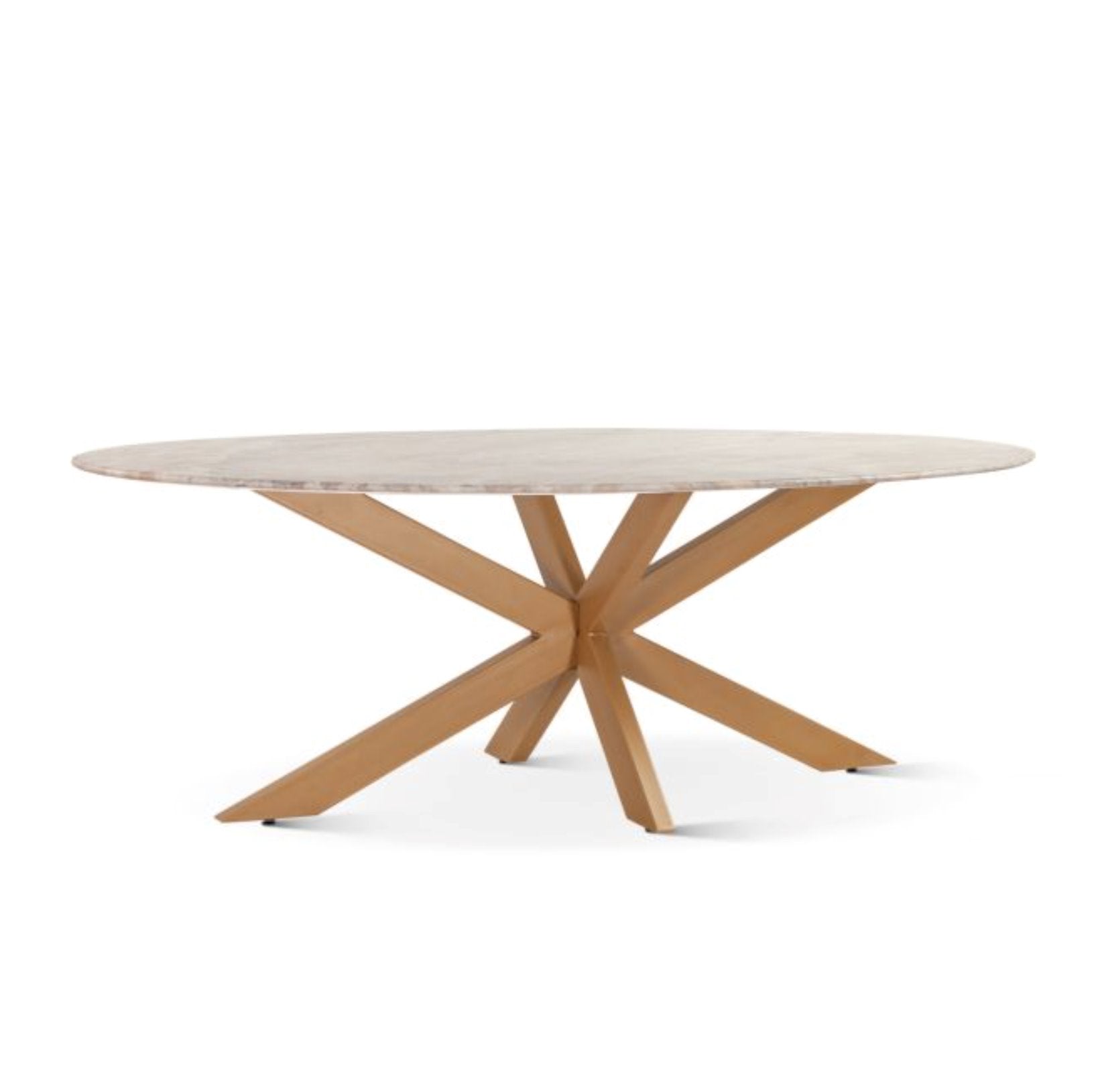 Malibu 90" Iron and Marble Oval Dining Table: Available at City Home PDX