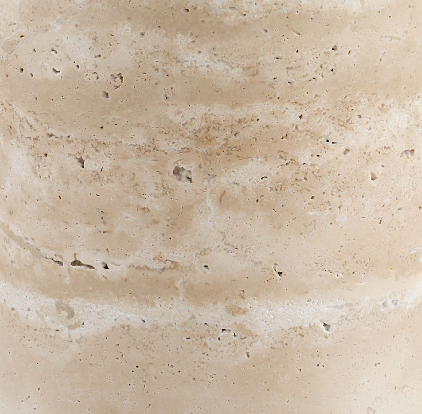 Malya Accent Table: Travertine Base View