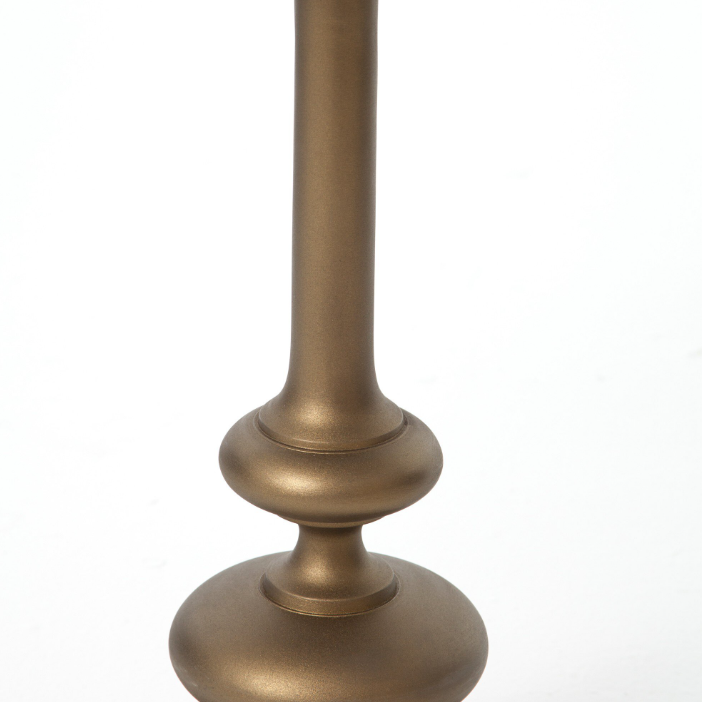 Marlow Matchstick Pedestal Table-Aluminum Matte Brass: 2nd Up-Close Product Details View