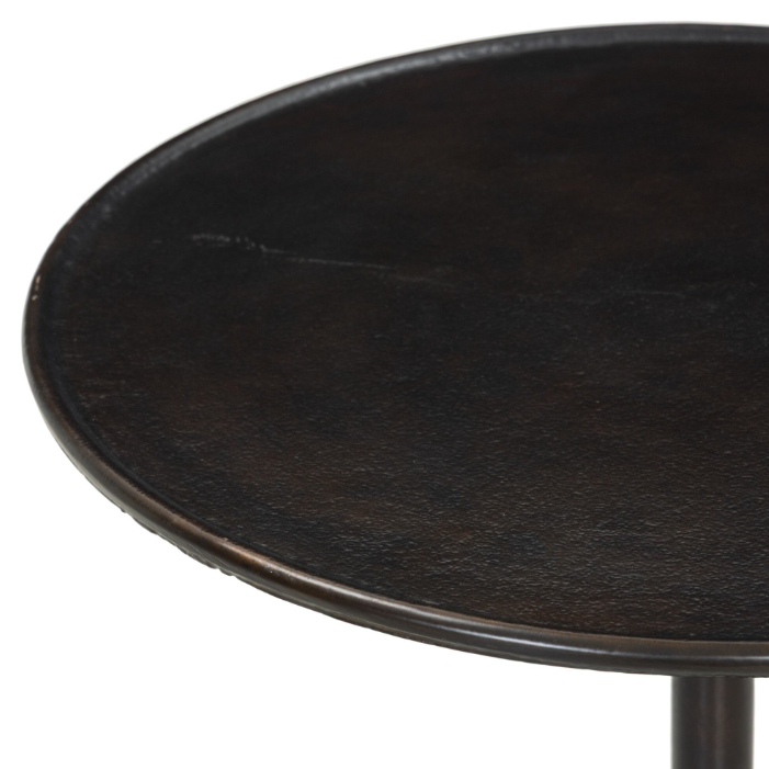 Marlow Matchstick Pedestal Table-Antique Rust: Tabletop Corner View
