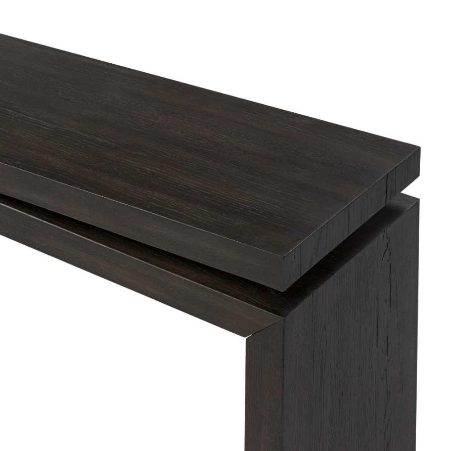 Matthes Console Table-Smoked Black Veneer: Up-Close Product Tabletop View