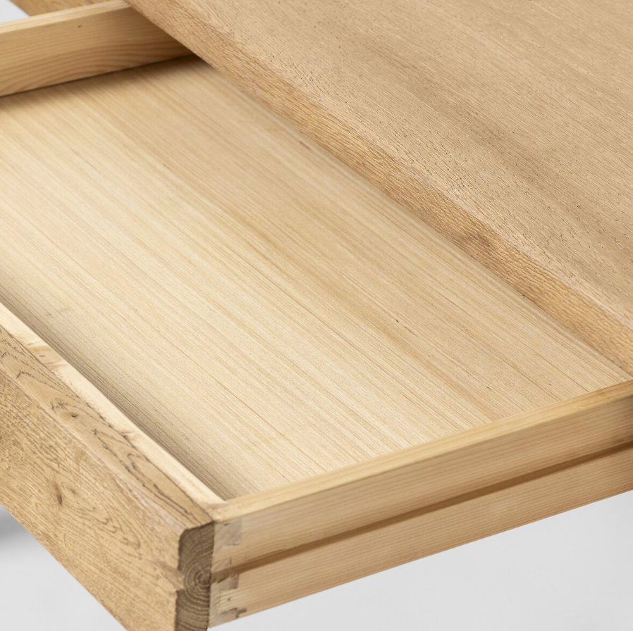 Amber Lewis X Four Hands Megan Dining Table: Open Drawer View