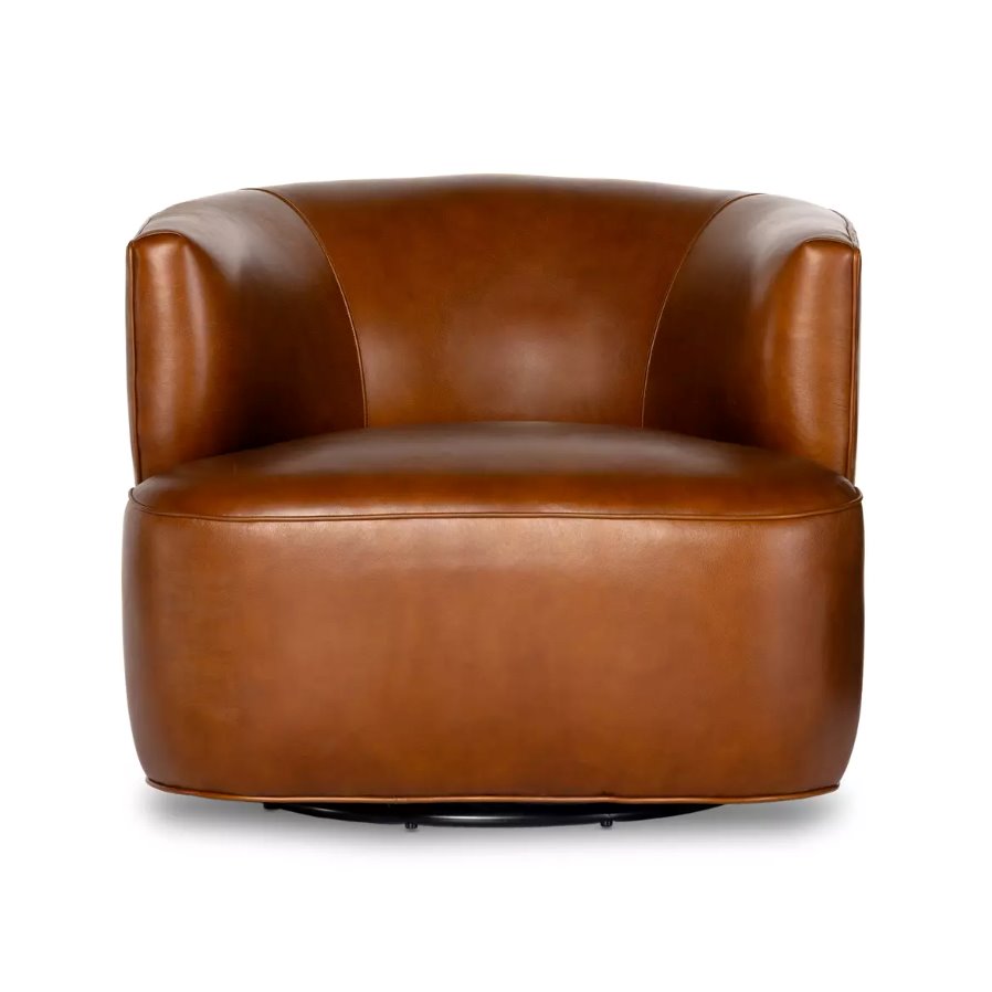 Mila Swivel Chair: In Rivera Cognac Color Finish