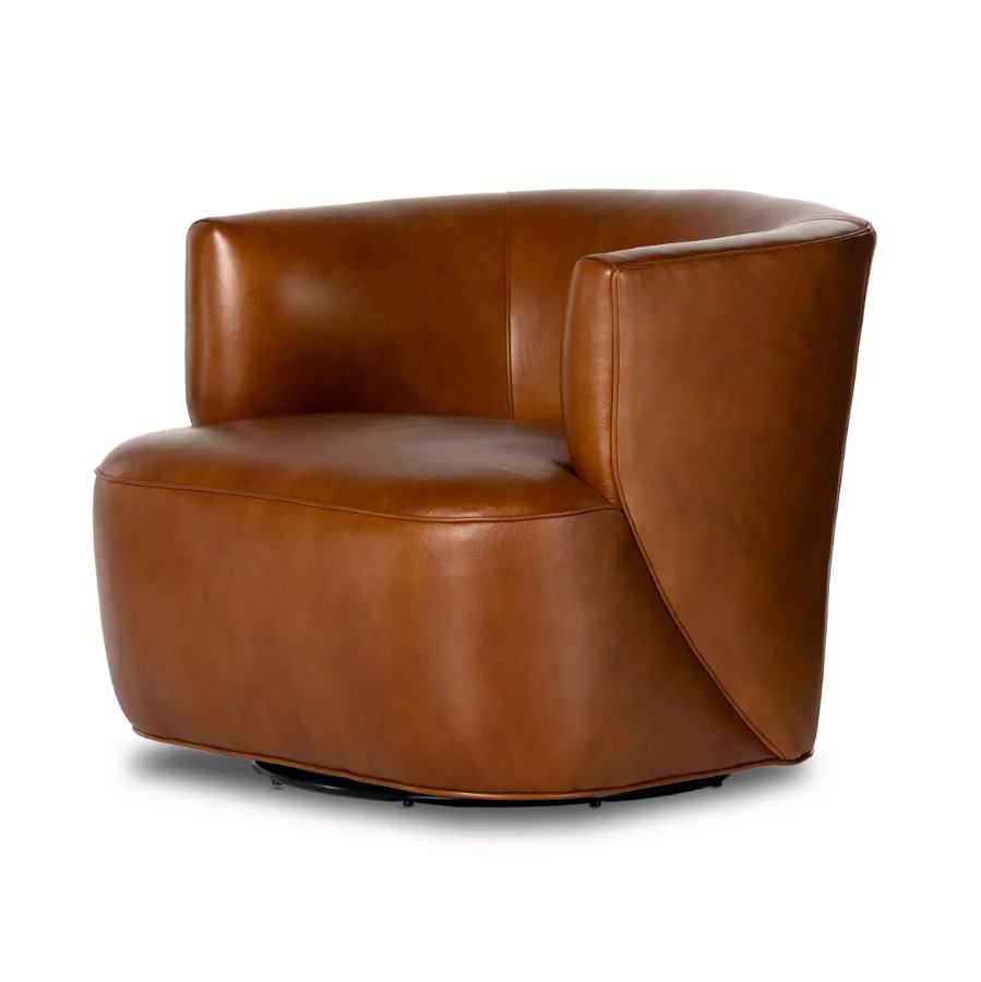 Mila Swivel Chair in Rivera Cognac: Product View