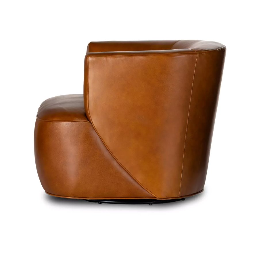 Mila Swivel Chair in Rivera Cognac: Product Side View