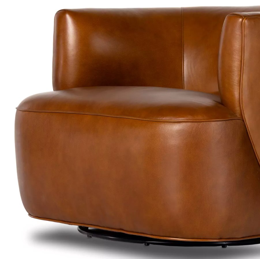 Mila Swivel Chair in Rivera Cognac: Up-Close Product View
