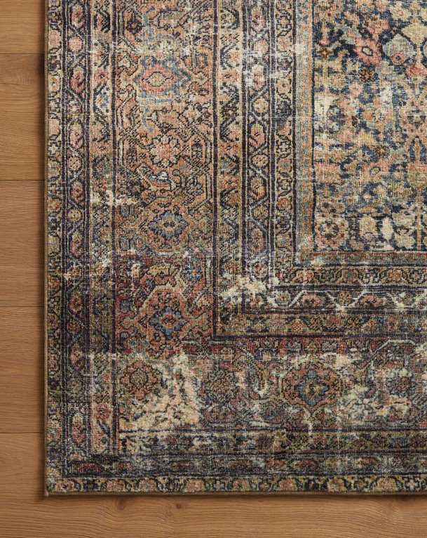 Amber Lewis x Loloi Morgan Rug in Denim/Multi: Up-Close Corner View