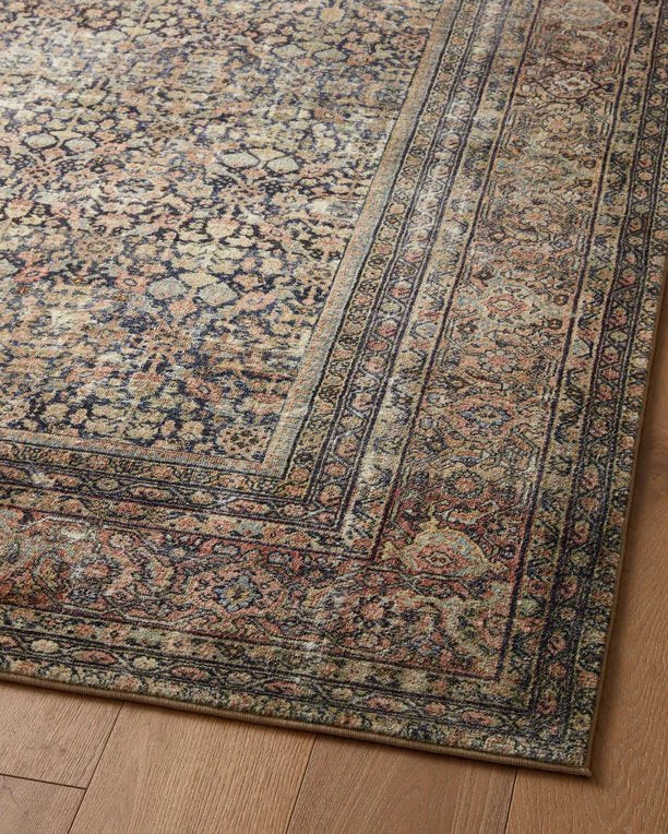 Amber Lewis x Loloi Morgan Rug in Denim/Multi: Up-Close Pattern View