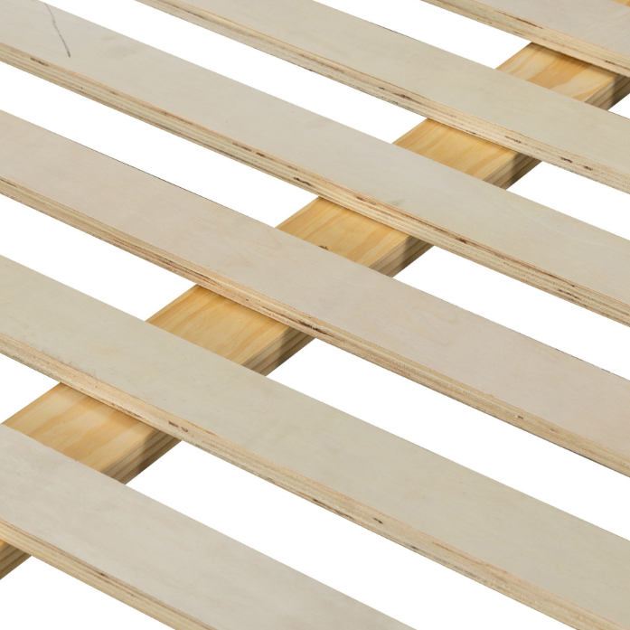 Newhall Bed-Plushtone Linen: Slatted Bedframe View