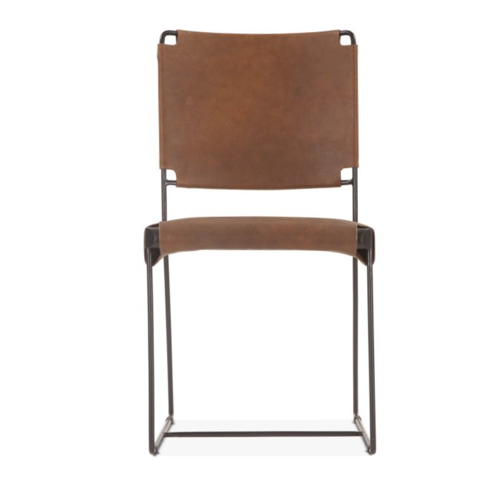 New York Dining Chair-Brown Buffalo Leather: Front Product View
