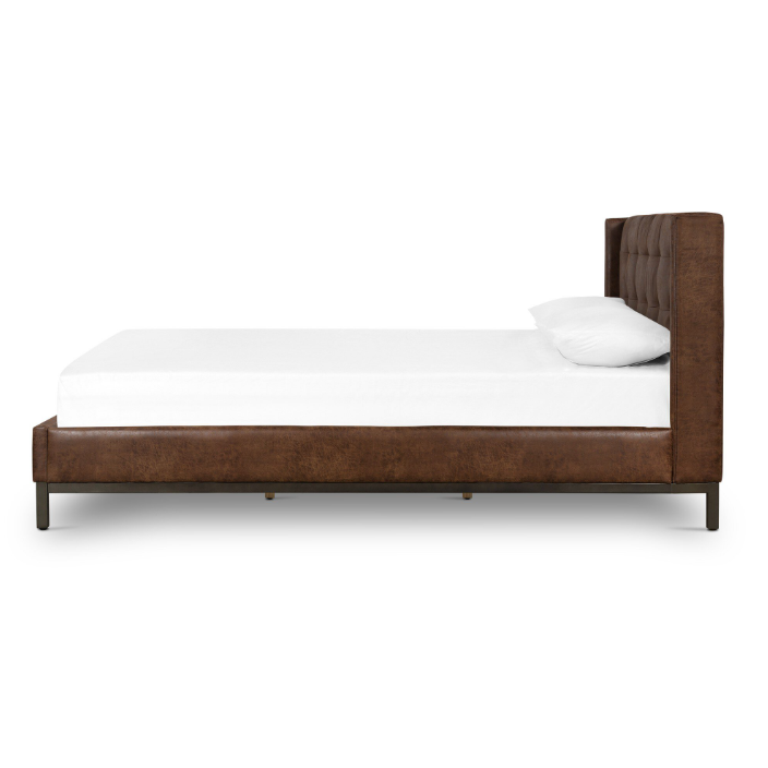 Newhall Bed-Vintage Tobacco: Product Side View