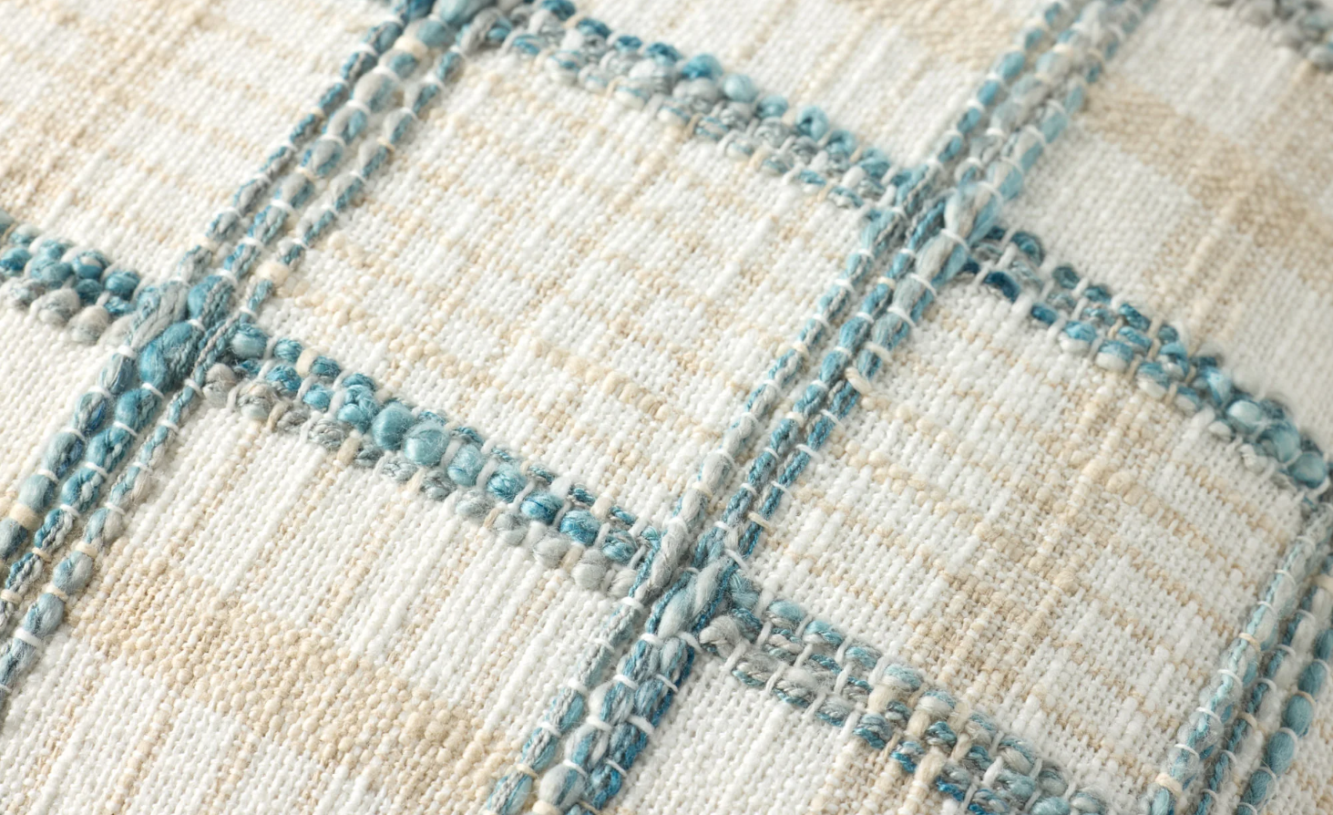 Chris Loves Julia X Loloi Norman Pillow in Ivory/Blue: Up-Close Product View