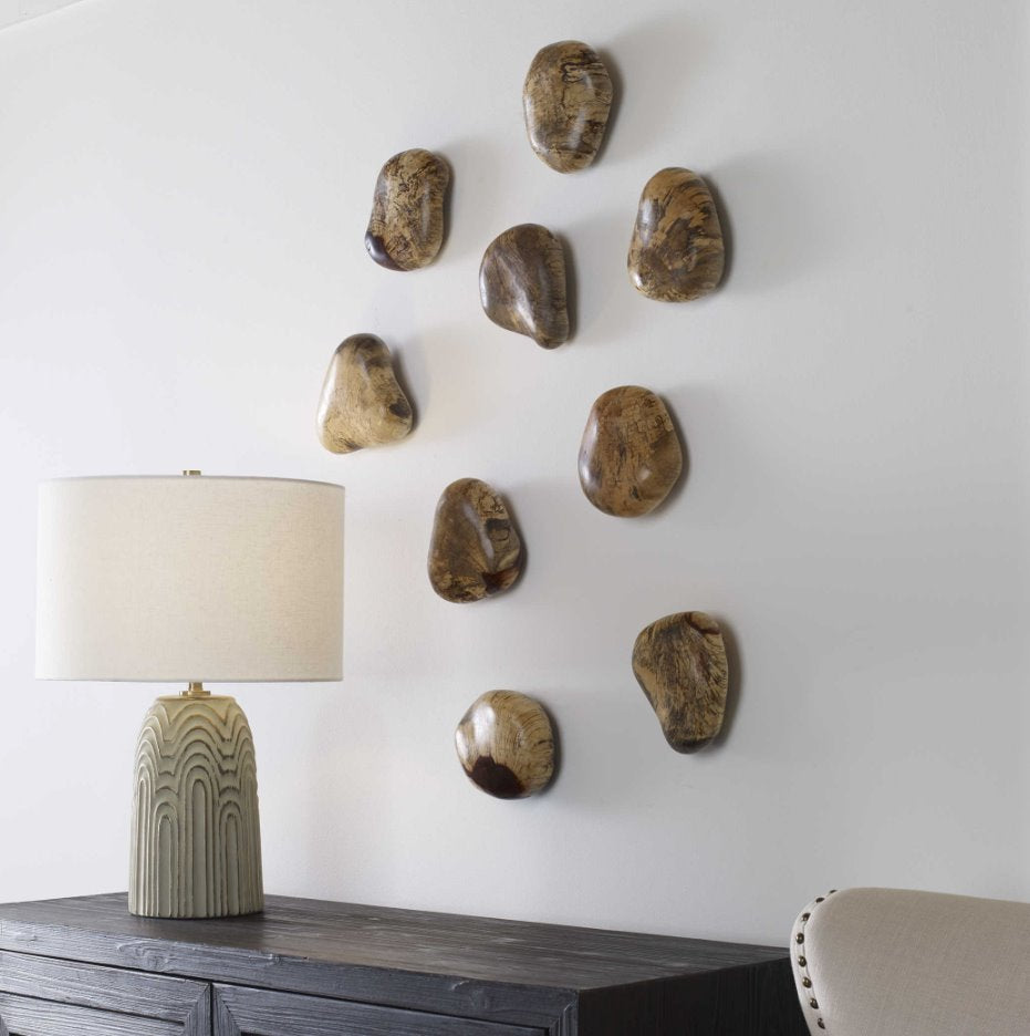 Set of 9 Pebbles Wood Wall Decor: 2nd Product Style View