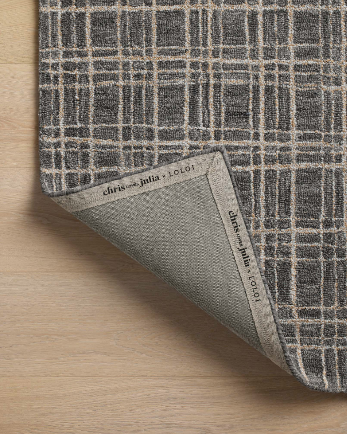 Chris Loves Julia Polly Rug in Graphite/Pebble: Product Backing View