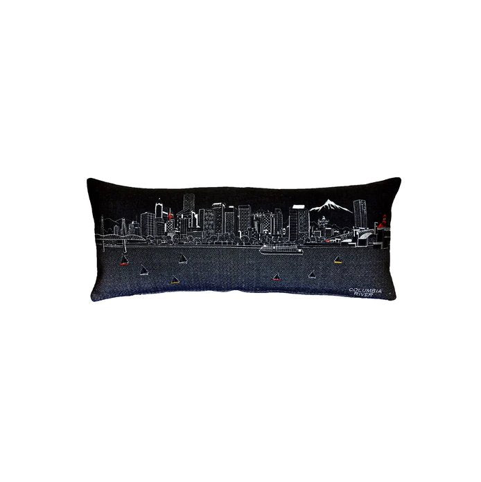 Portland Skyline Pillow: Night Finish