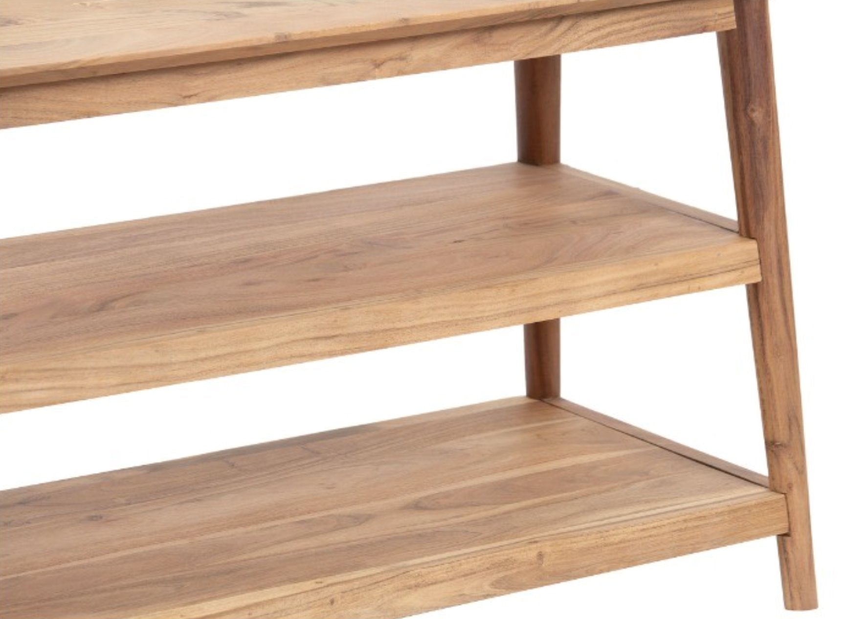 Portola TV Stand in Natural Finish: Open Shelving View