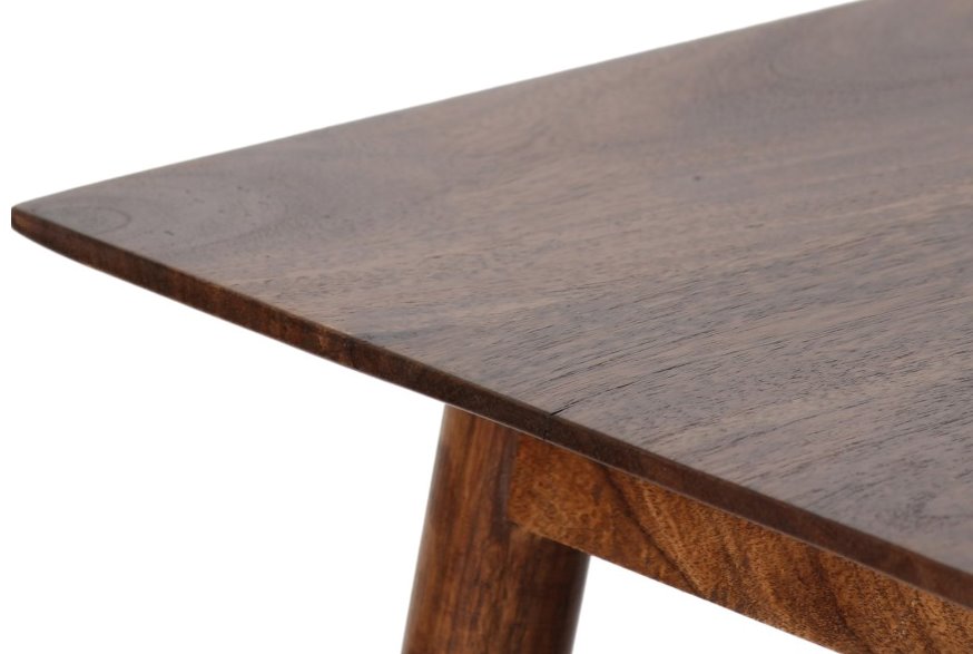 Portola End Table in Walnut Finish: Up-Close View of Tabletop Corner