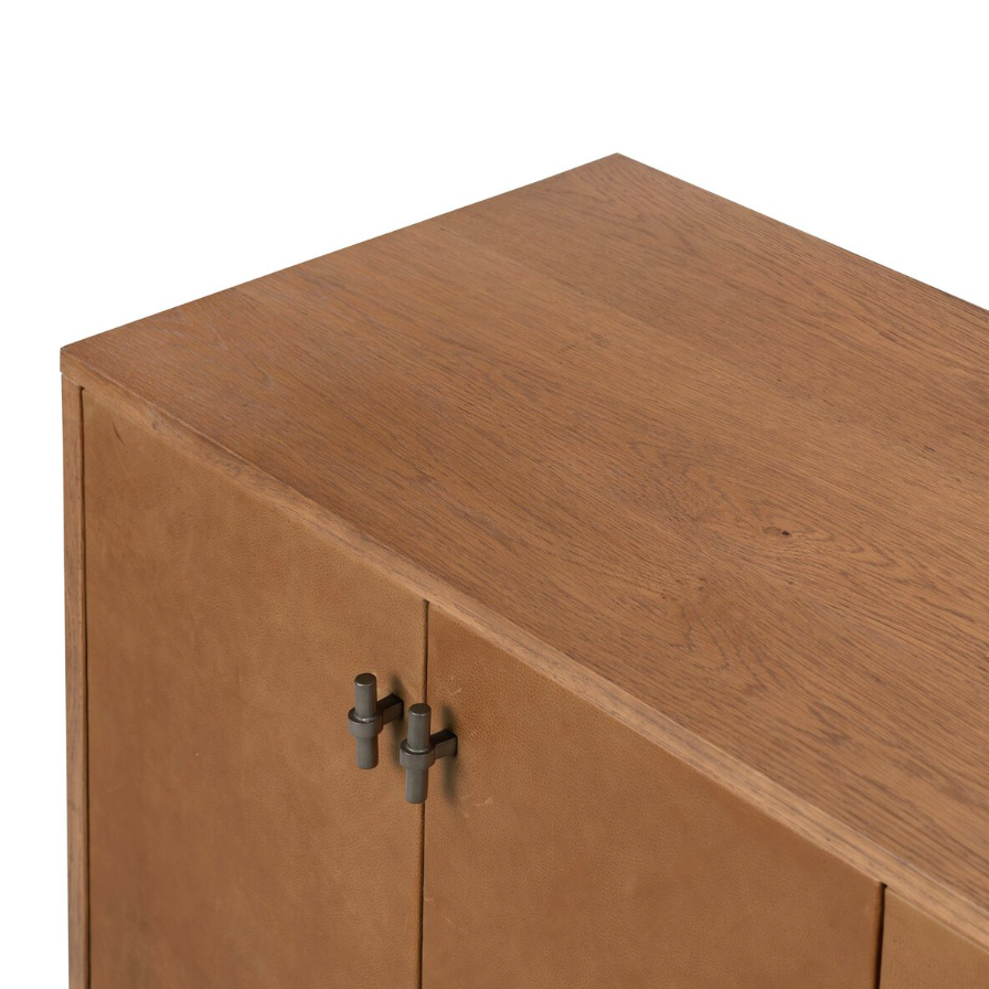 Posada Media Console: Product Tabletop Corner View