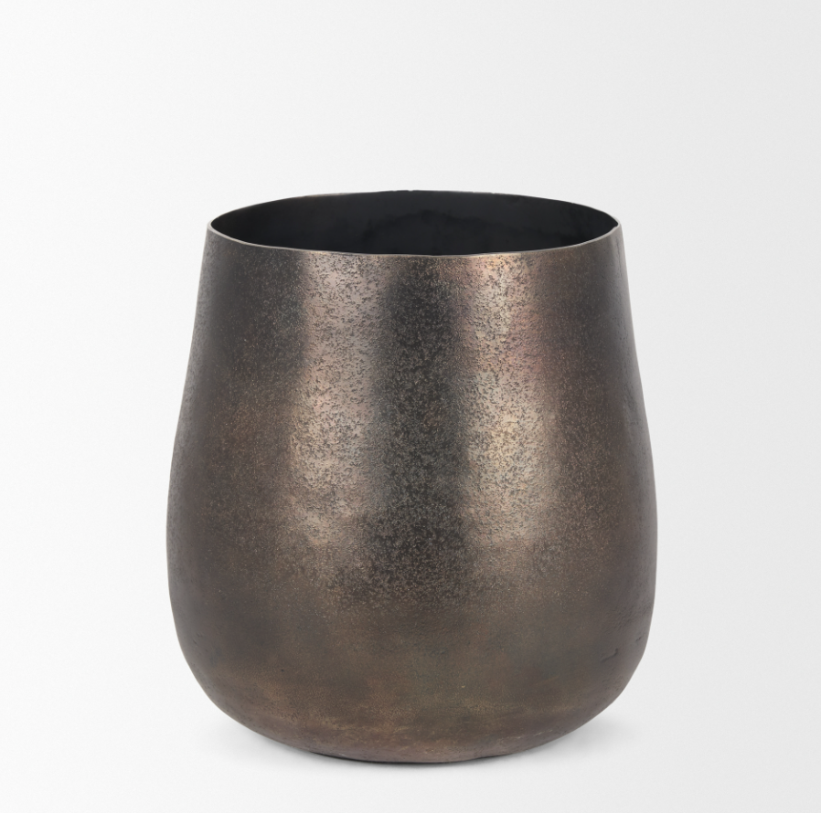 Quade Textured Metal Planters-Size Small: Product View