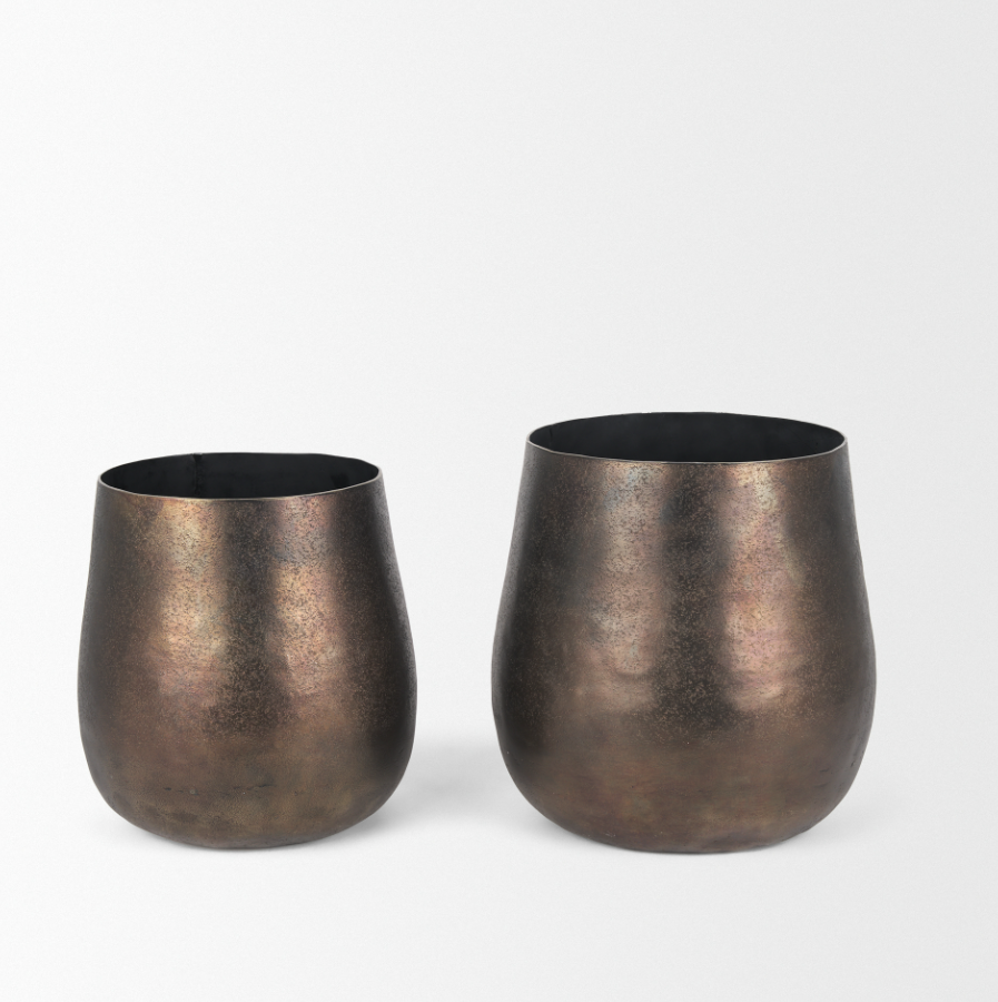 Quade Textured Metal Planters: Available Sizes Product View