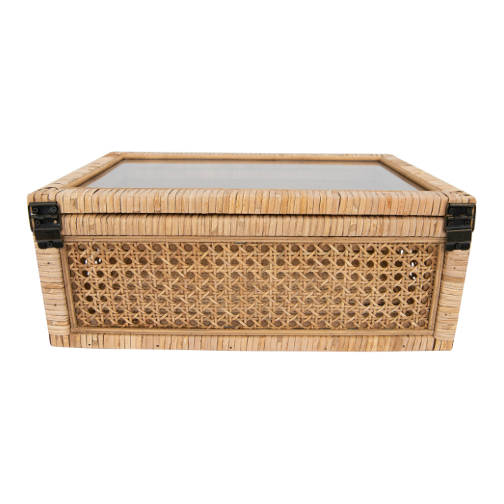 Rattan Stash Box: Closed Lid Product View