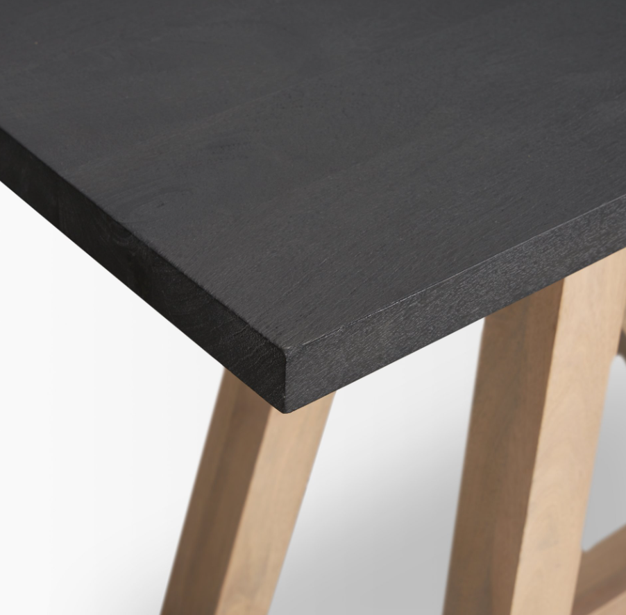 Rialto Angular Leg Console Table: Tabletop Corner View