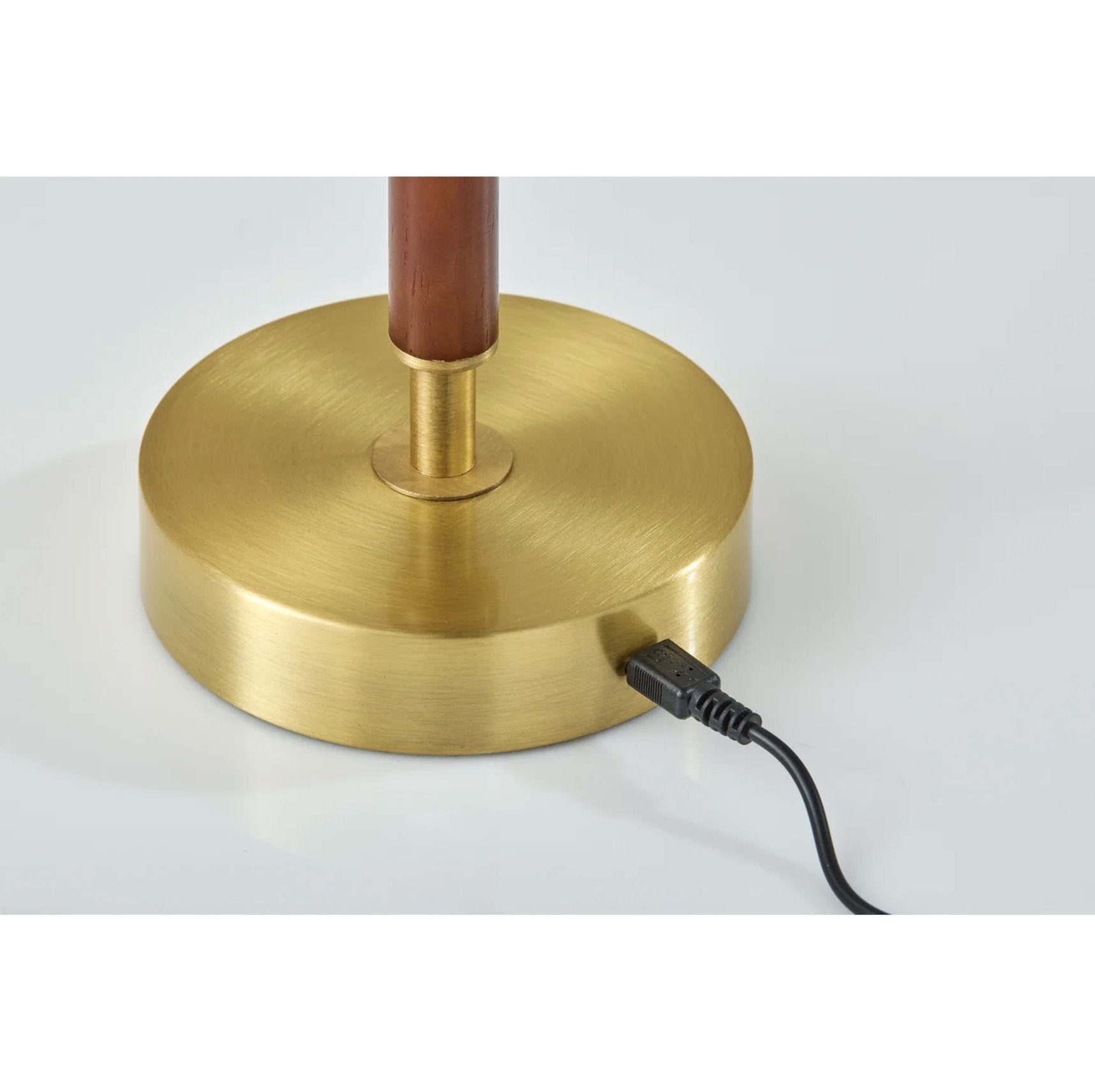 Ronny Cordless LED Table Lamp-Walnut: Base with USB Cord View