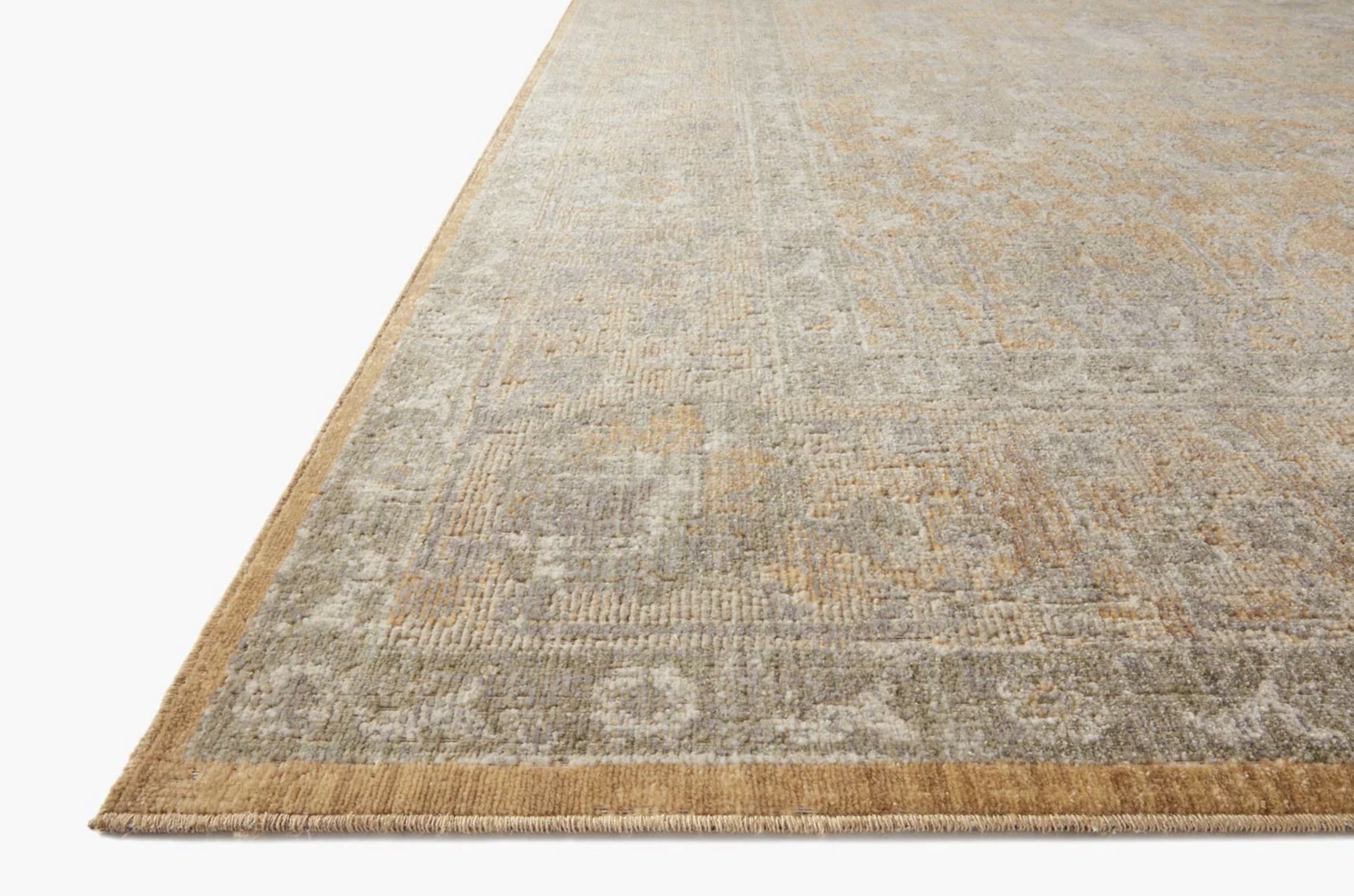 Chris Loves Julia × Loloi Rosemarie Rug in Gold/Sand: Pile Height View
