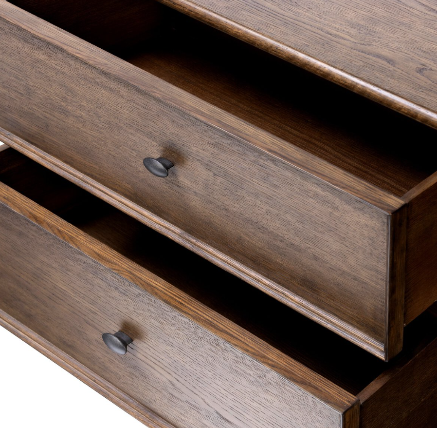 Russ Nightstand: Up-Close Open Drawers View