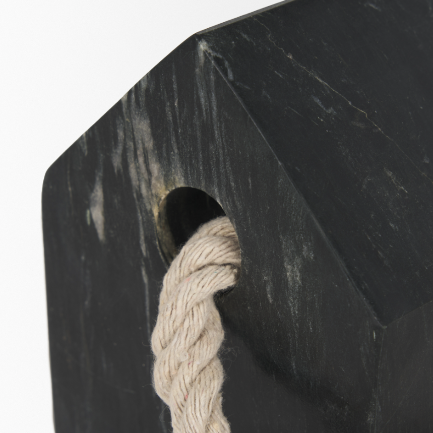 Raena House Door Stopper-Black Marble: Up-Close Product View