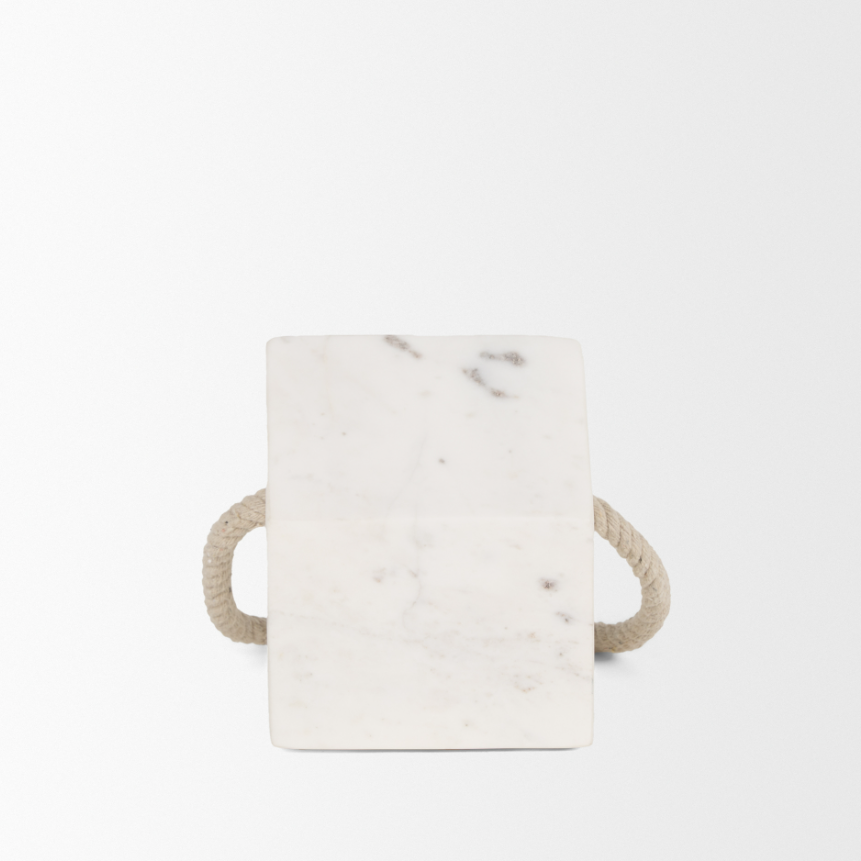 Raena House Door Stopper-White Marble: Product Side View