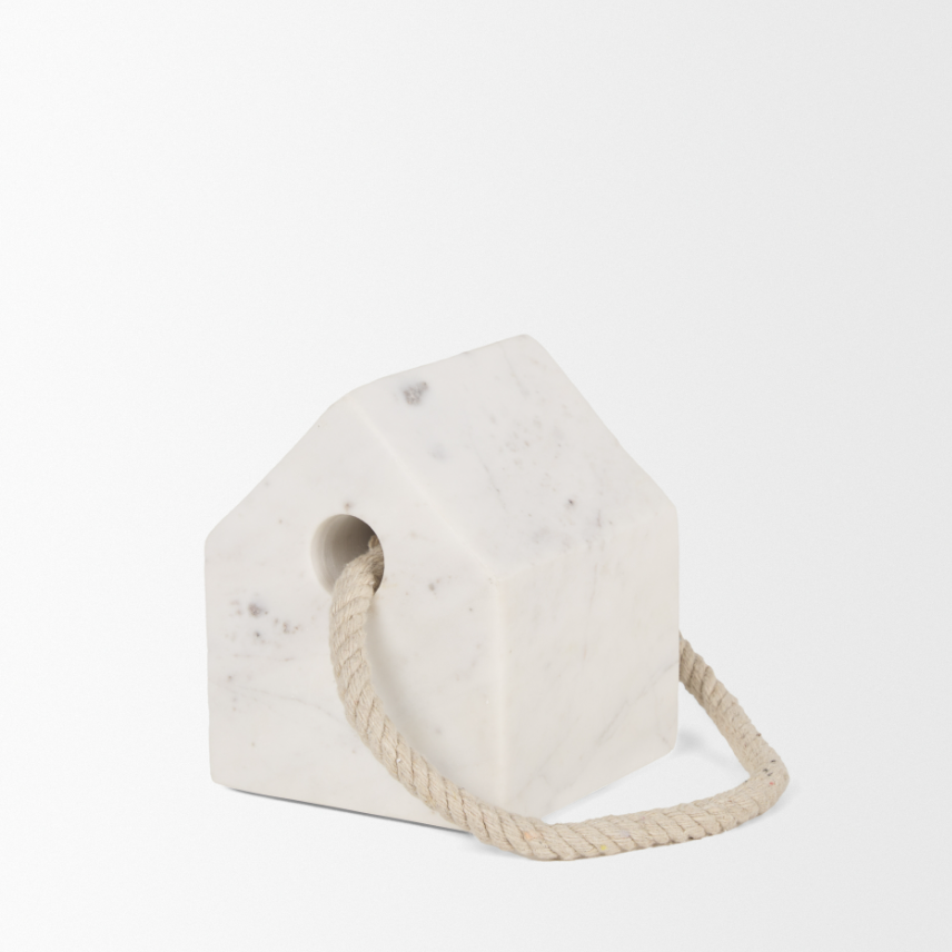 Raena House Door Stopper-White Marble: Product Quarter View
