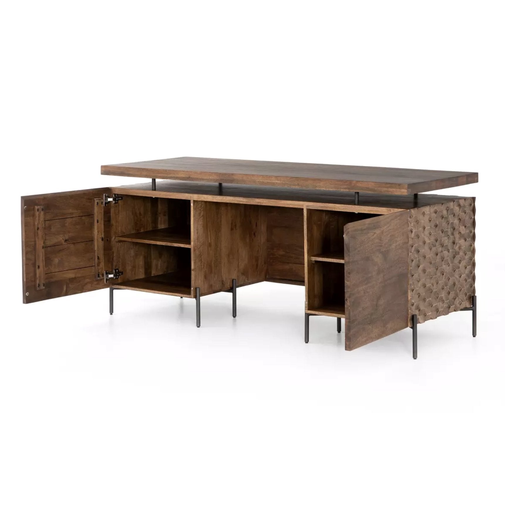 Raffael Desk: Open Cabinets View