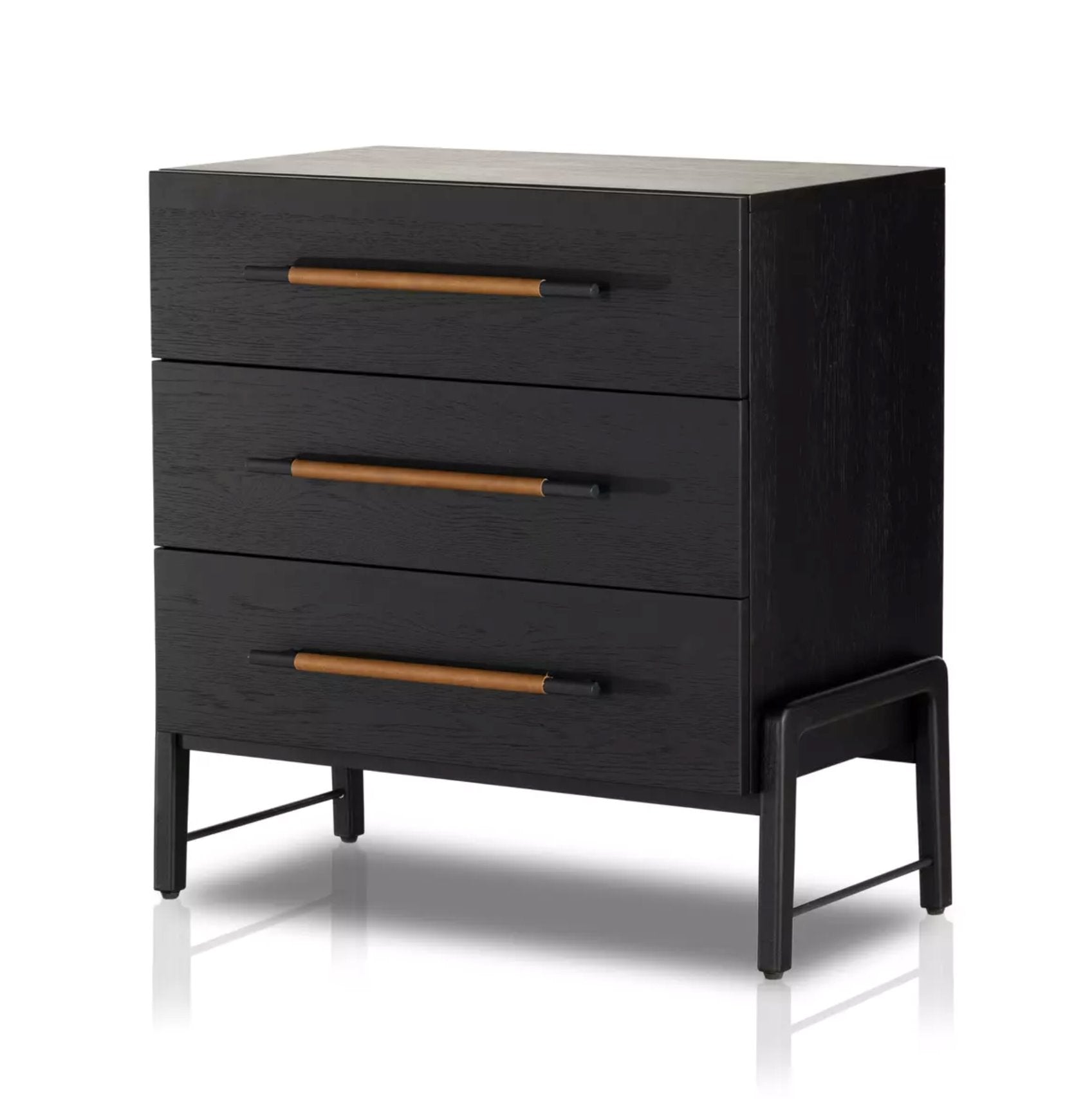 black 3 drawer dresser Paison 35" H Black Rattan Dresser, Farmhouse 3 Drawer Dresser for Bedroom Ebern Designs