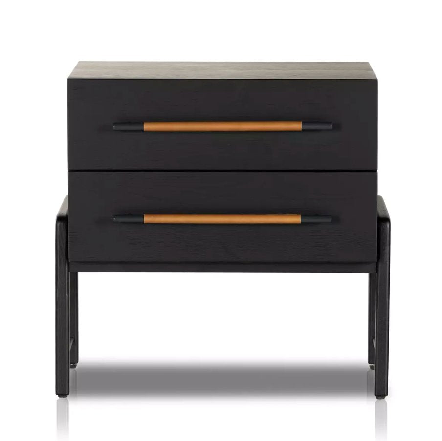 Rosedale Nightstand in Ebony Oak Veneer: Front Product View