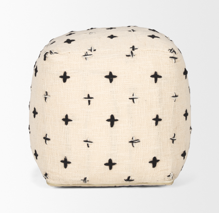 Saanvi Wool Pouf: Available at City Home PDX
