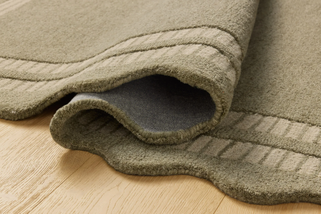 Chris Loves Julia X Loloi Scottie Rug in Olive/Pebble: Product Folded View