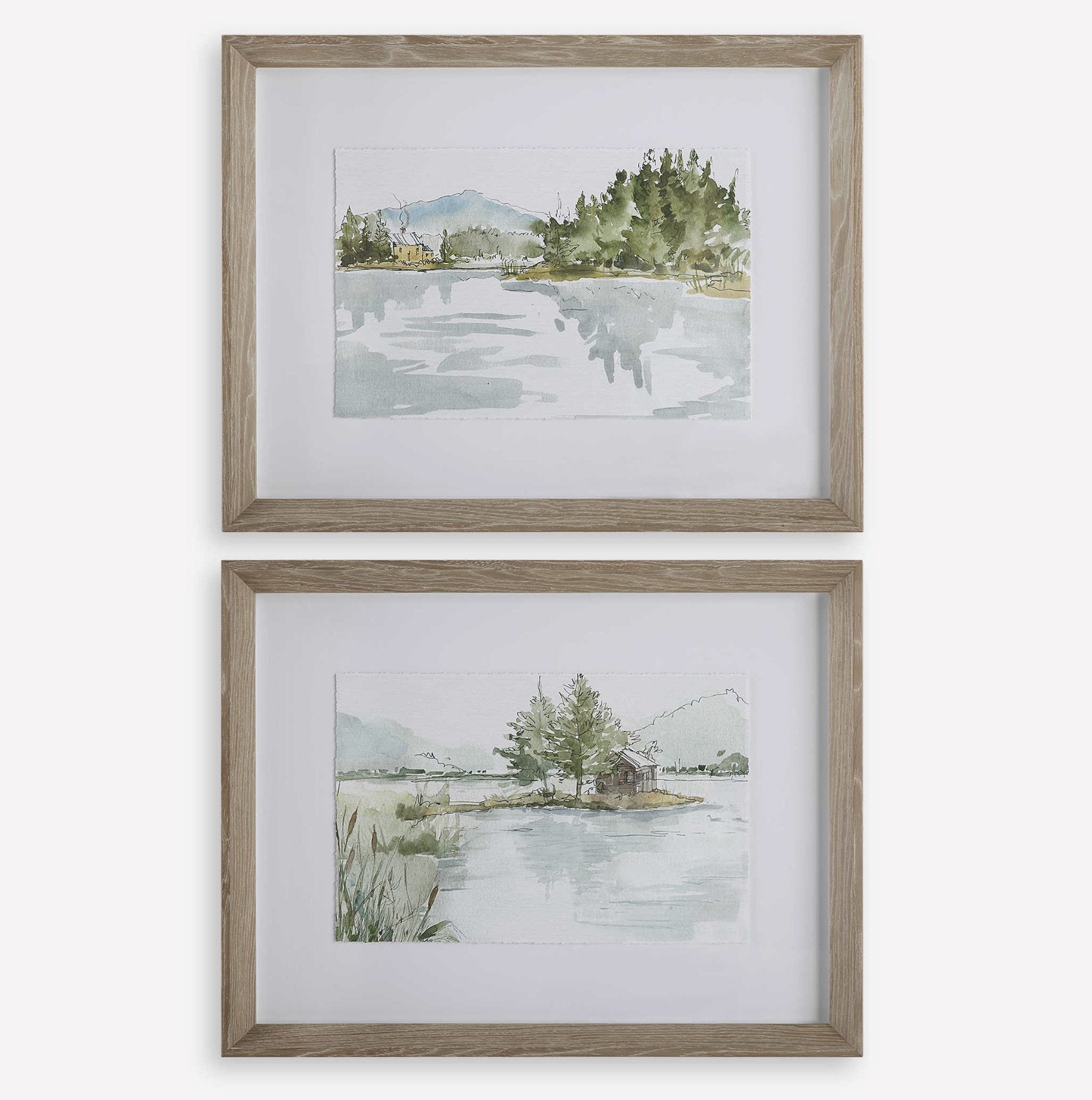 Serene Lake Framed Set of Two Prints: Available at City Home PDX