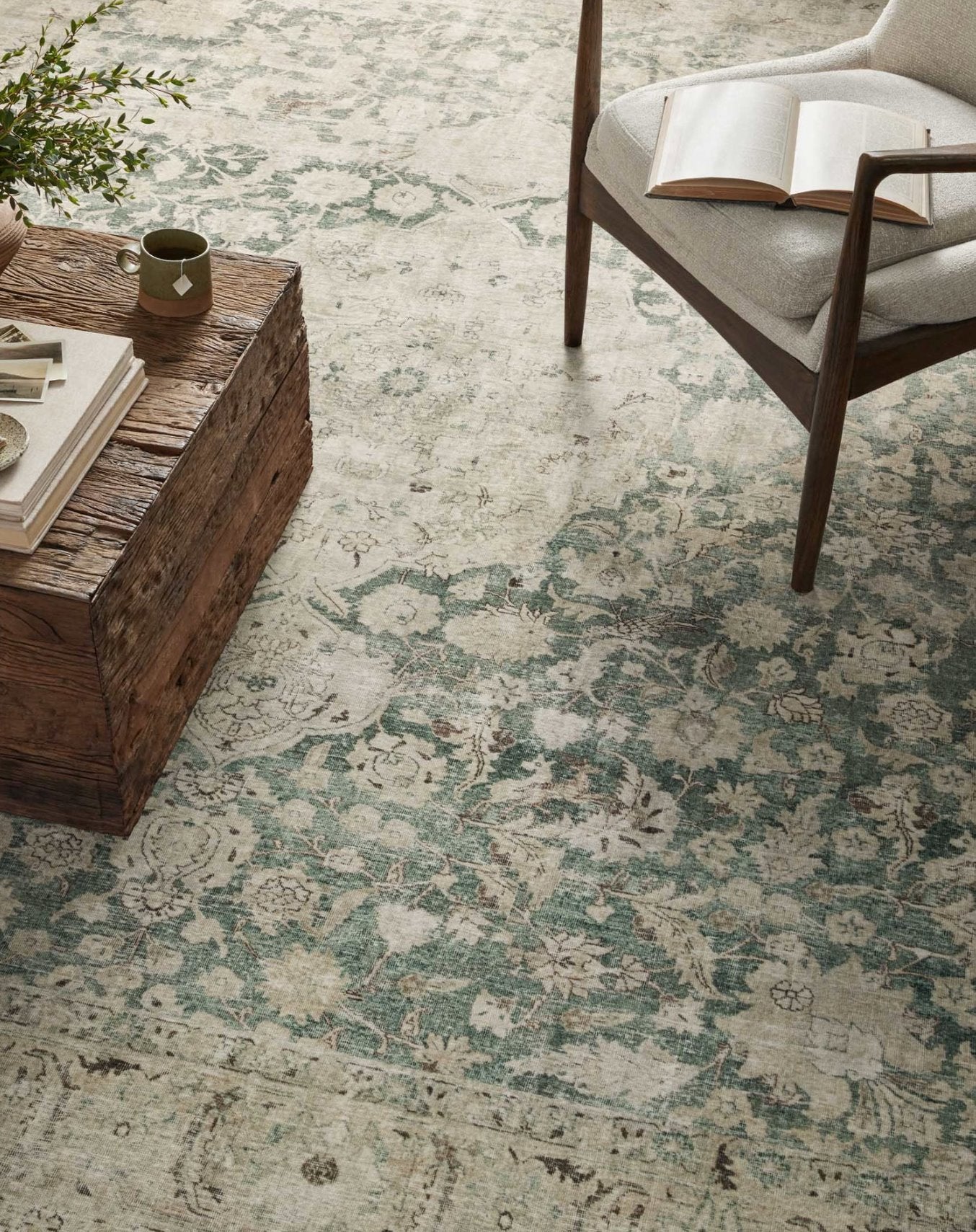 Sinclair Rug in Jade/Sand: Product Style View